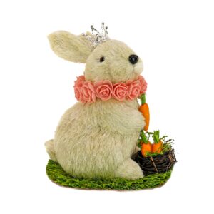12" White Bunny with Carrots - 12 in