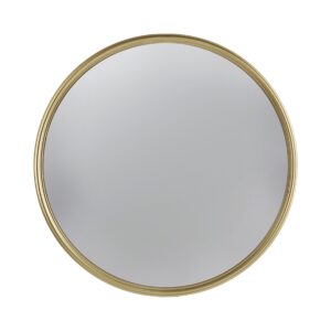 14 Inch Modern Accent Convex Wall Mirror, Embellished Round Gold Frame