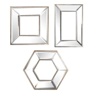 18, 14, 11 Inch Modern Accent Wall Mirror, Set of 3