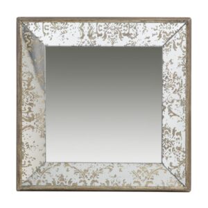 19 Inch Square Accent Wall Mirror, Mountable, Raised Silver and Gold Frame