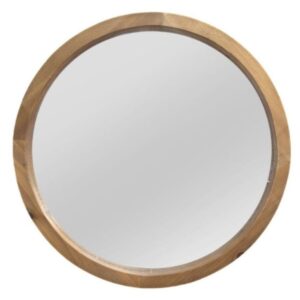 20" Chic Round Wood Framed Wall Mirror - Brown