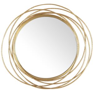 20" DIA Gold Round Wall Mirror Modern Metal Circle Wire Rings Accent - 20" Diameter