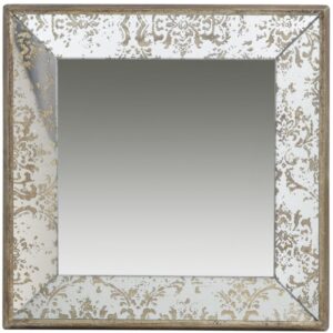 3.5" Brown and Silver Wooden Framed Square Hanging Mirror
