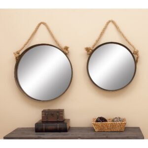 Brown Iron Industrial Wall Mirror (Set of 2)