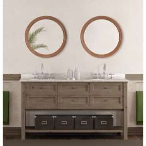 Kate and Laurel Hartman Wood Framed Round Wall Mirror