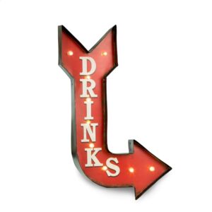 Drinks' Weathered Metal Lighted Wall Sign