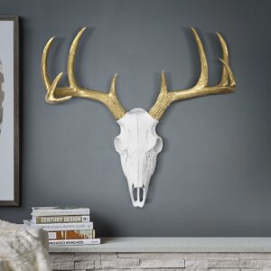 Wall Charmers White and Gold Deer Skull